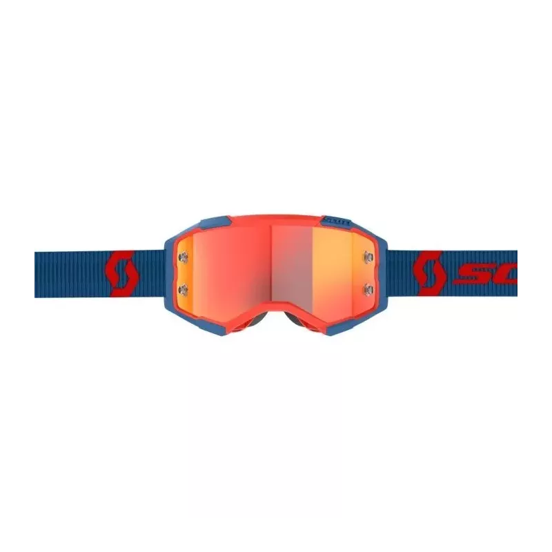 Masque Scott Fury Bleu Fonce Rouge Fluo Ecran Orange Chrome