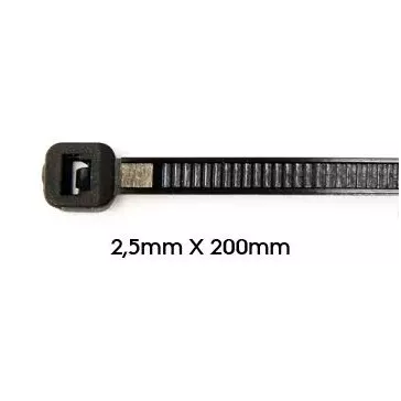 Collier de serrage 2,5 x 200mm 100 unités