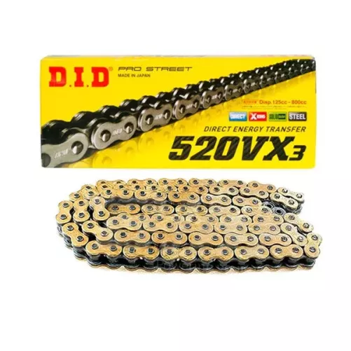chaine DID 520 VX3 gold noir attache à riveter