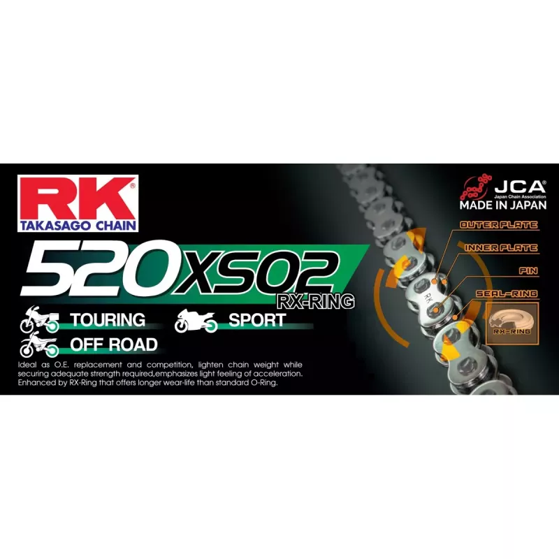 Chaine RK 520 XSO2 120 Maillons (joint torique)
