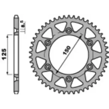 couronne acier KTM 98-24, HUSQVARNA 14-24, GASGAS 21-24 PBR