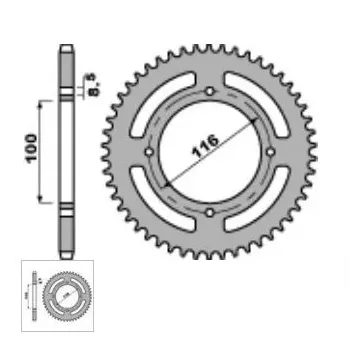 couronne acier 85 KX PBR 51 dents (420)