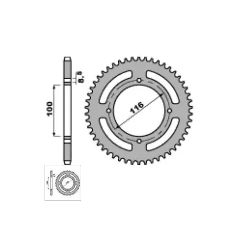 couronne acier 85 KX PBR 51 dents (420)
