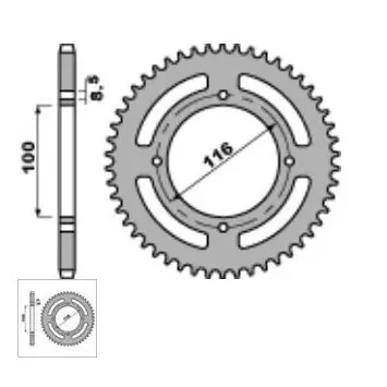 couronne acier 85 KX PBR 51 dents (420)