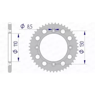 couronne alu AFAM 80 CR 96-02 et 85 CR 03-07 grise 55 dents