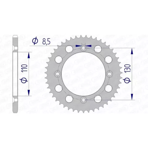 couronne alu AFAM 80 CR 96-02 et 85 CR 03-07 grise 55 dents