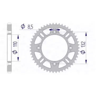couronne alu AFAM 85 SX et TC 49 dents