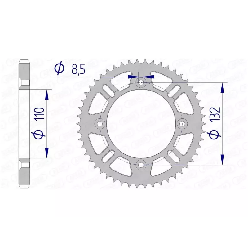 couronne alu AFAM 85 SX et TC 49 dents