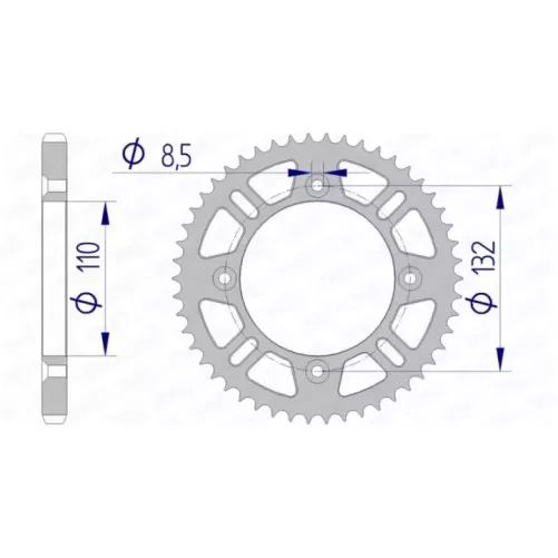 couronne alu AFAM 85 SX et TC 49 dents