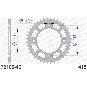 couronne alu 50 SX 14-23, 50 TC 14-23, 50 MC 21-23 40 dents