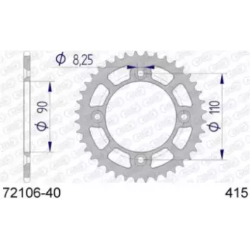 couronne alu 50 SX 14-23, 50 TC 14-23, 50 MC 21-23 40 dents