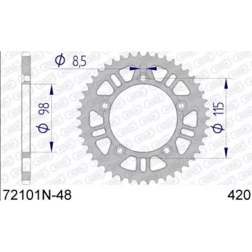 couronne alu AFAM silver 65 SX, 65 TC, 65 MC