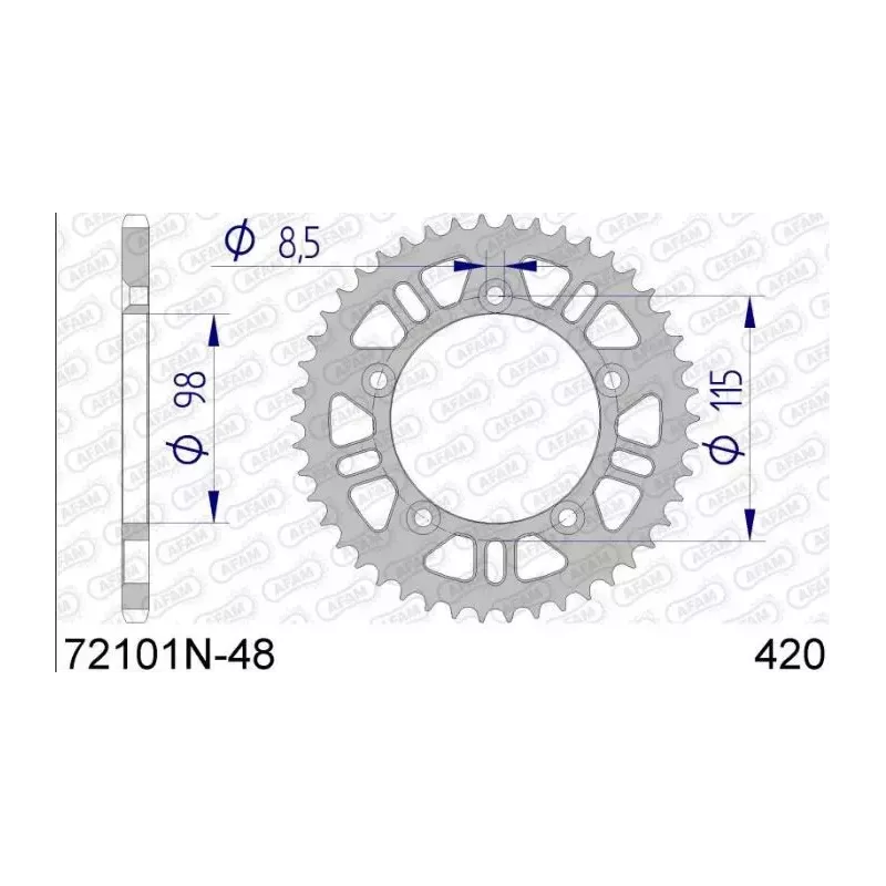 couronne alu AFAM silver 65 SX, 65 TC, 65 MC