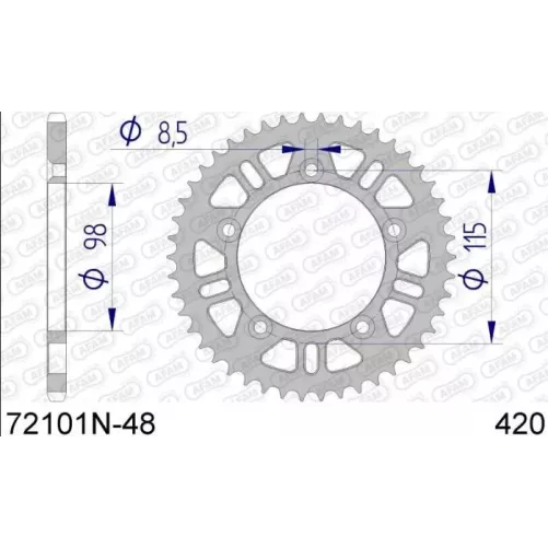 couronne alu AFAM silver 65 SX, 65 TC, 65 MC