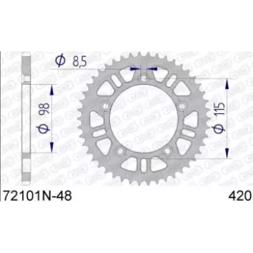 couronne alu AFAM silver 65 SX, 65 TC, 65 MC