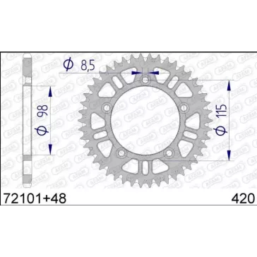 couronne alu AFAM silver 65 SX, 65 TC, 65 MC anti boue