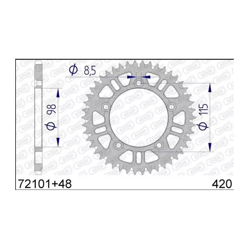 couronne alu AFAM silver 65 SX, 65 TC, 65 MC anti boue