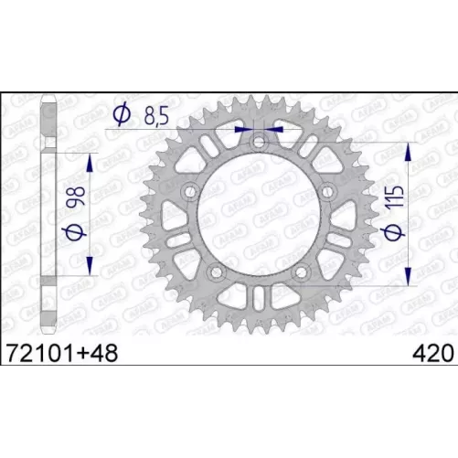 couronne alu AFAM silver 65 SX, 65 TC, 65 MC anti boue