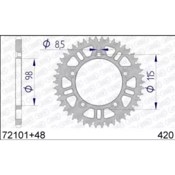 couronne alu AFAM silver 65 SX, 65 TC, 65 MC anti boue