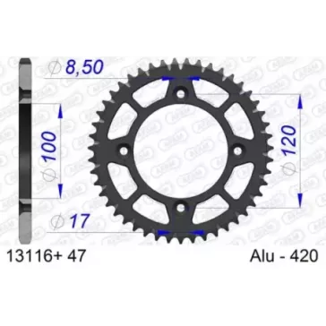 couronne alu AFAM 65 YZ 18-23 ultra light anodisé dur