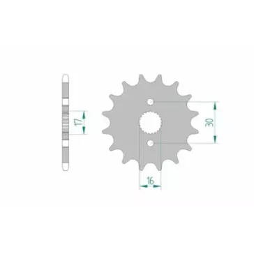 Pignon AFAM 15 dents acier 80 CR 87-02 et 85 CR 03-07