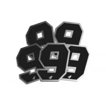 Numéro de course UFO 13cm noir contour silver (lot de 5)