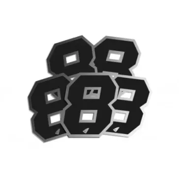 Numéro de course UFO 13cm noir contour silver (lot de 5)