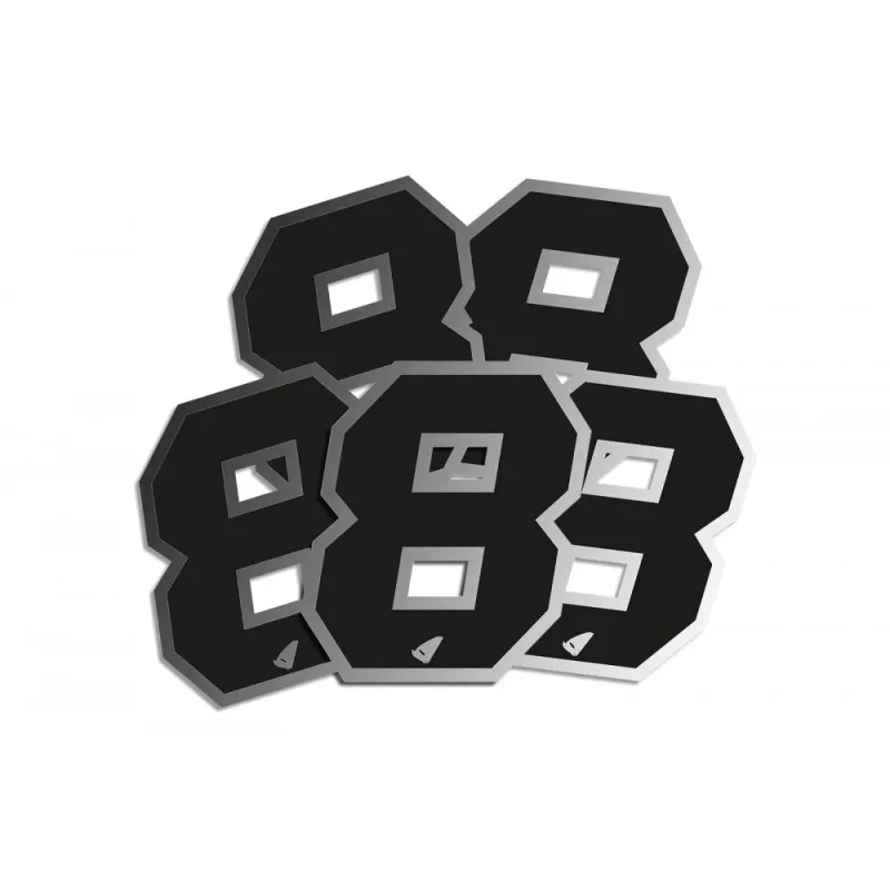 Numéro de course UFO 13cm noir contour silver (lot de 5)