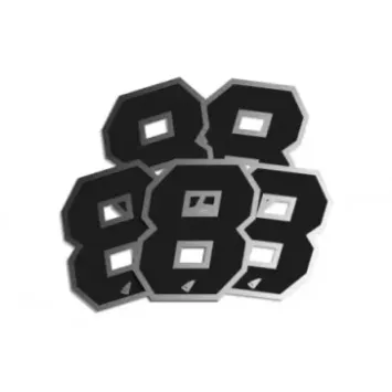 Numéro de course UFO 13cm noir contour silver (lot de 5)