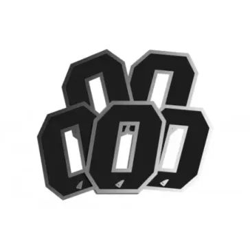 Numéro de course UFO 13cm noir contour silver (lot de 5)