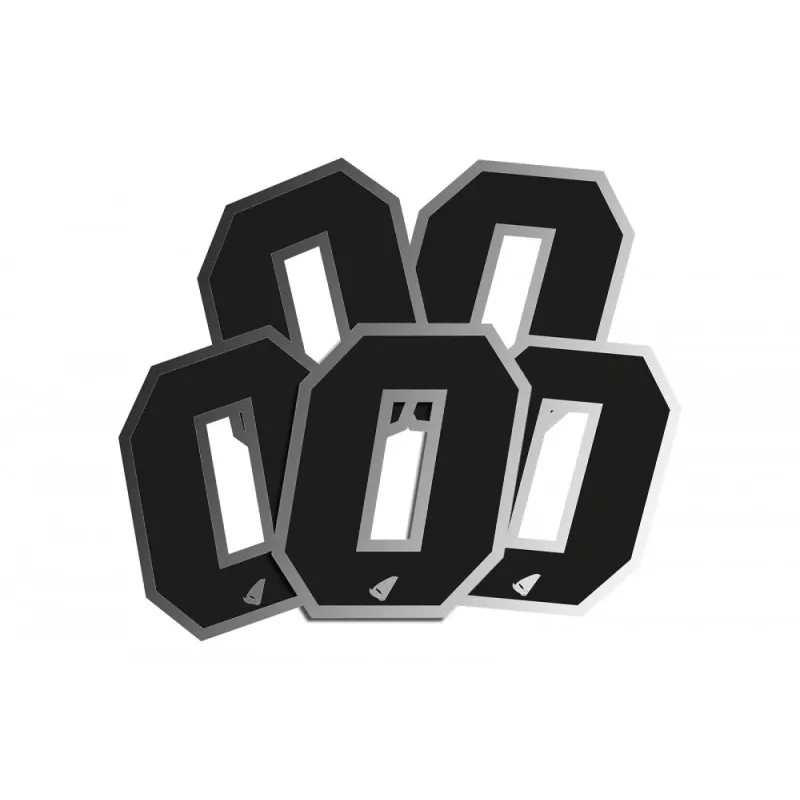 Numéro de course UFO 13cm noir contour silver (lot de 5)