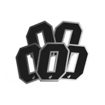 Numéro de course UFO 13cm noir contour silver (lot de 5)