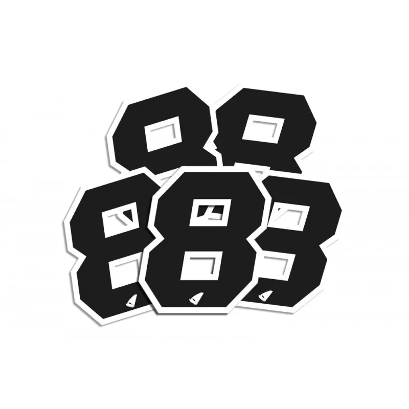 Numéro de course UFO 13cm noir contour blanc (lot de 5)