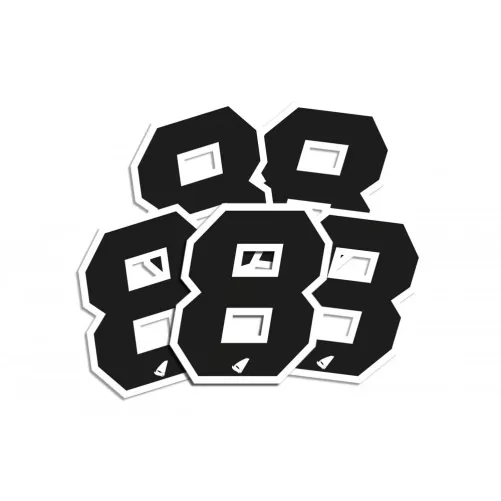 Numéro de course UFO 13cm noir contour blanc (lot de 5)
