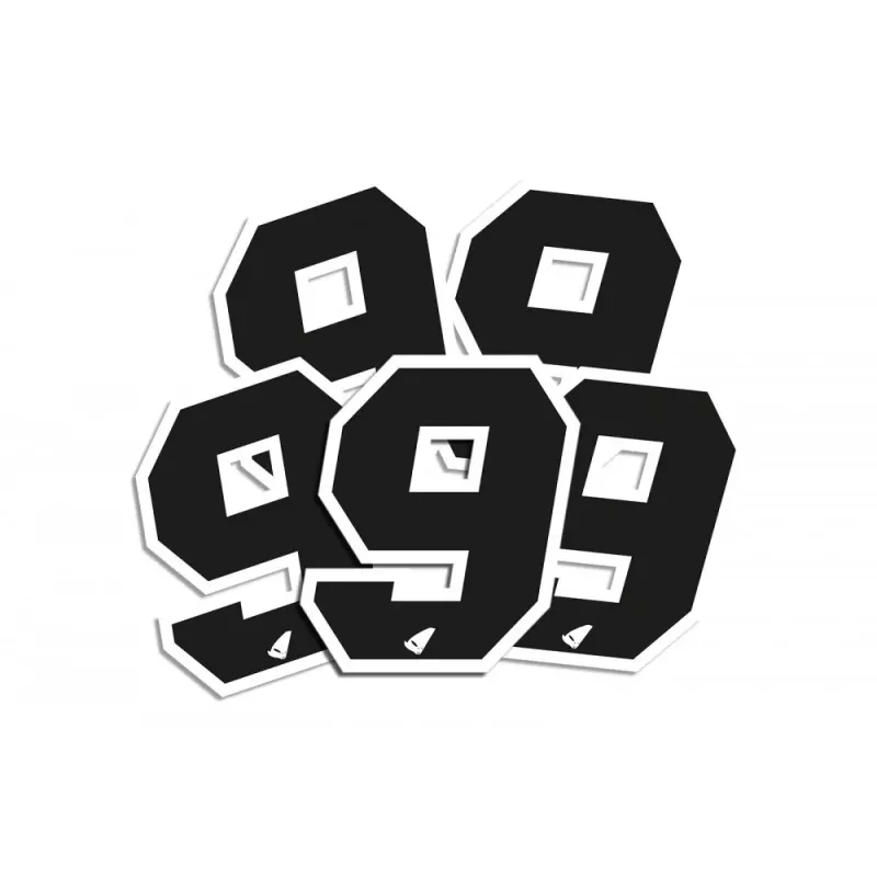 Numéro de course UFO 13cm noir contour blanc (lot de 5)