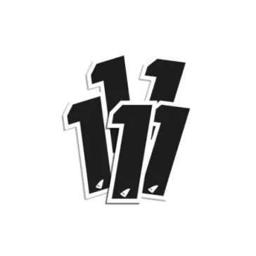 Numéro de course UFO 13cm noir contour blanc (lot de 5)