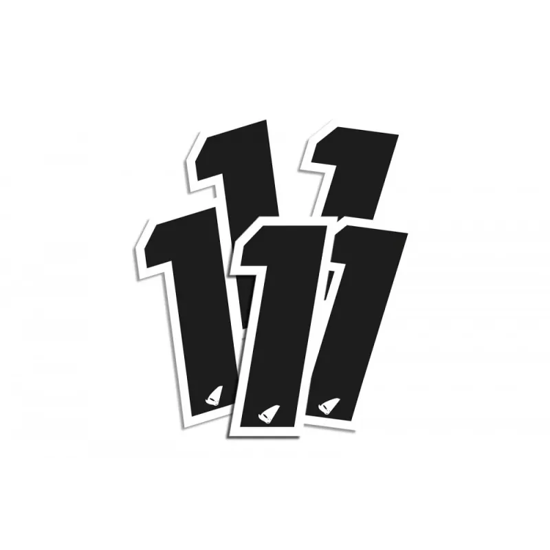 Numéro de course UFO 13cm noir contour blanc (lot de 5)