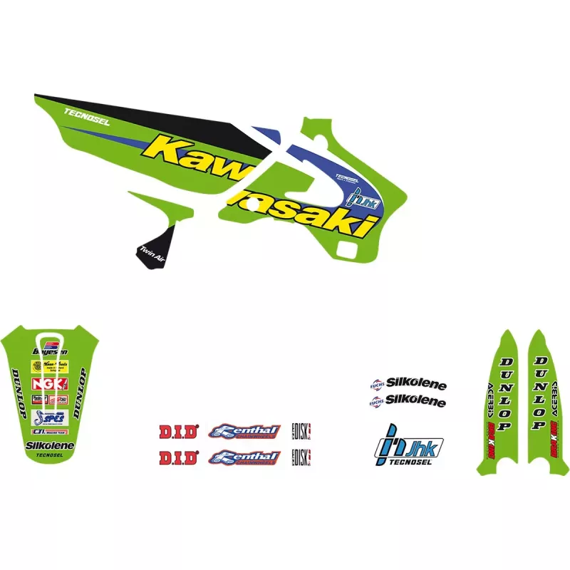 Kit déco TECNOSEL Replica TEAM KAWASAKI 125/250 KX 94-98