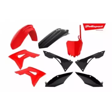 Kit plastique POLISPORT 250 CRF 18-19, 450 CRF 17-19 rouge et noir