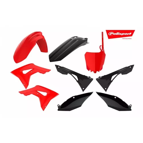 Kit plastique POLISPORT 250 CRF 18-19, 450 CRF 17-19 rouge et noir