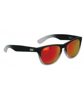 Lunettes De Soleil Noire Mat Nuancé Gris- Verres Miroir Or/Reflets Rouge Cat. 3 - CE 100% UV Protection