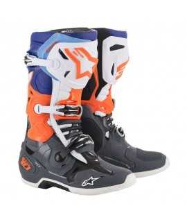 Bottes Alpinestars Tech 10 Gris Clair/ Orange Fluo/ Bleu/ Blanc