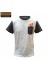 Tee shirt BUD RACING B LOGO SS pocket blanc gris