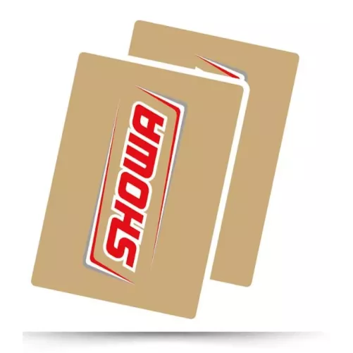 Autocollant de fourche SHOWA transparent rouge blanc