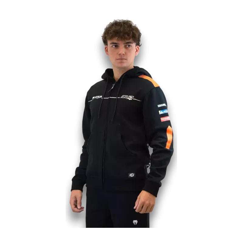 Sweat Enfant Team Bud Racing à Capuche Zippé Team 24 Orange/Noir