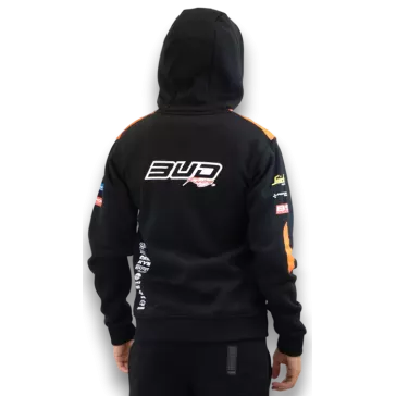 Sweat Enfant Team Bud Racing à Capuche Zippé Team 24 Orange/Noir