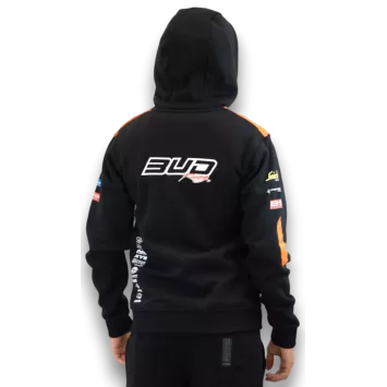 Sweat Enfant Team Bud Racing à Capuche Zippé Team 24 Orange/Noir