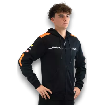 Sweat Enfant Team Bud Racing à Capuche Zippé Team 24 Orange/Noir
