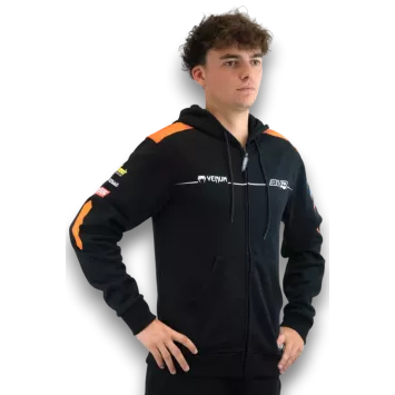 Sweat Enfant Team Bud Racing à Capuche Zippé Team 24 Orange/Noir