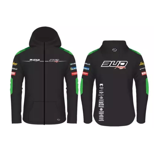 Sweat Enfant Team Bud Racing à Capuche Zippé Team 24 vert/Noir